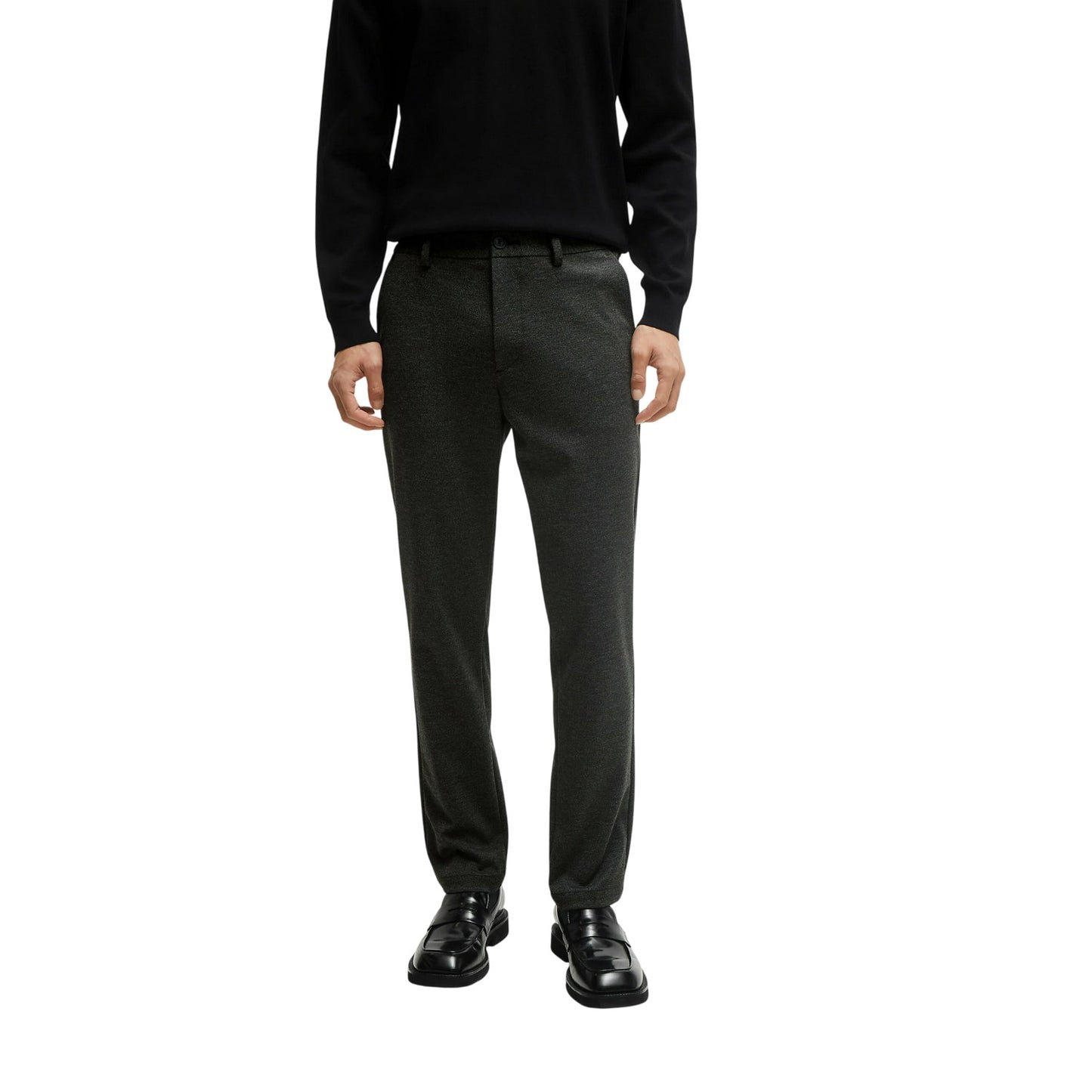 Black - Side - Boss Mens Kaiton Plain Slim Suit Trousers