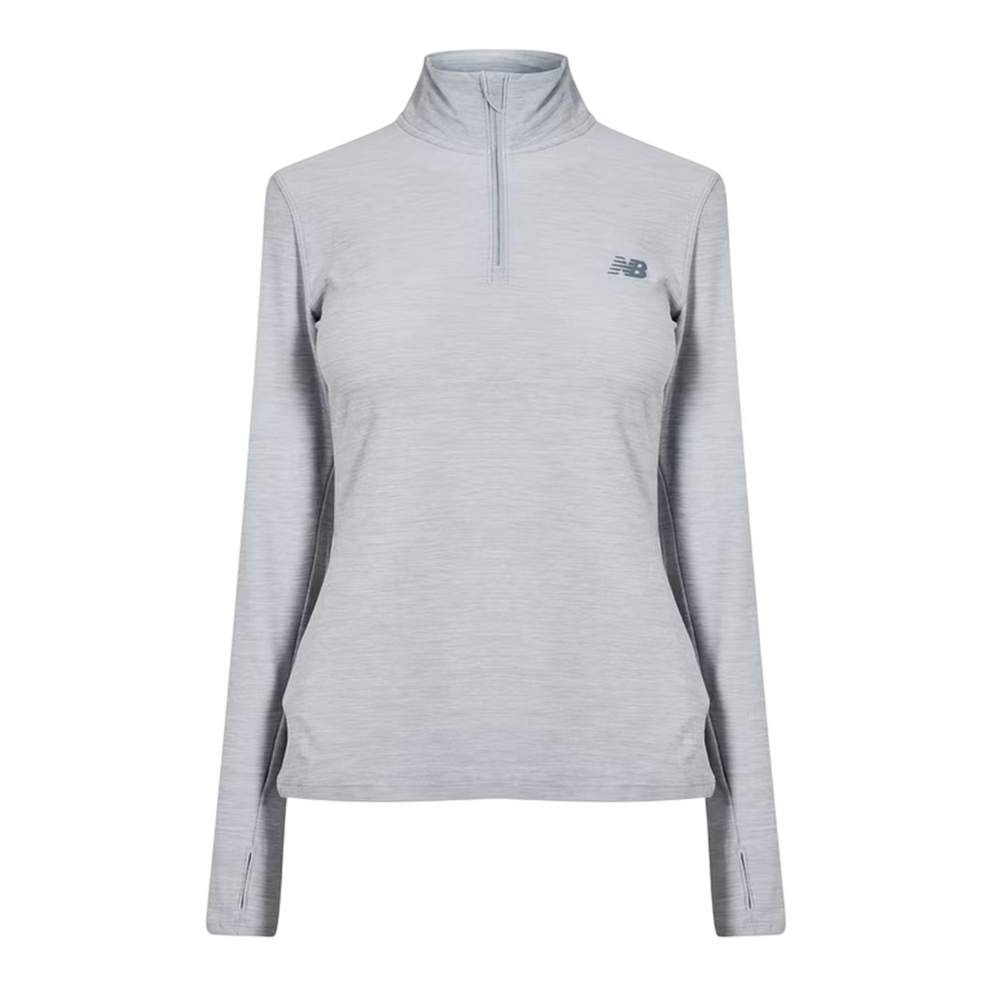 Grey - Front - New Balance Womens-Ladies Space Dye Quarter Zip Running Track Top