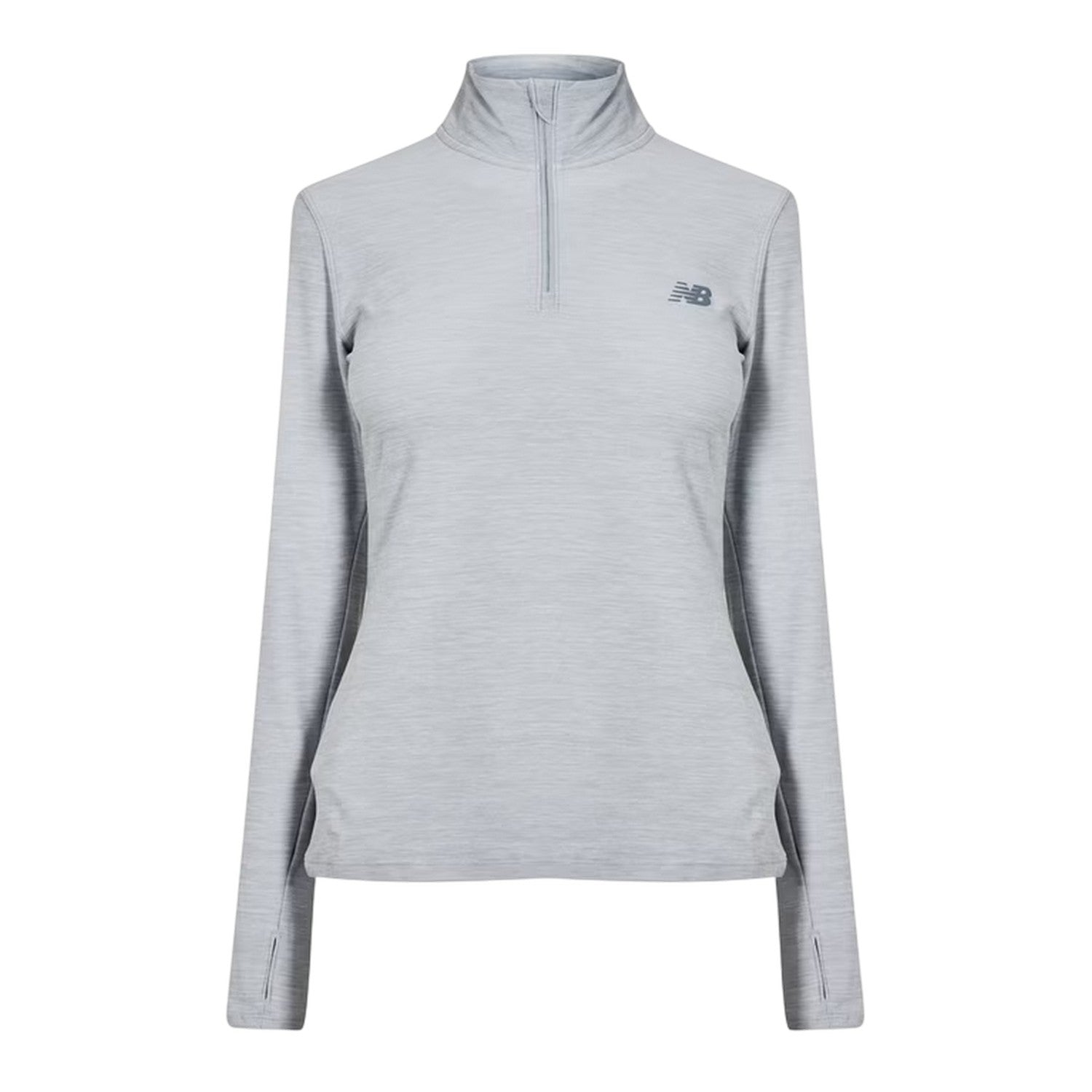 Grey - Front - New Balance Womens-Ladies Space Dye Quarter Zip Running Track Top