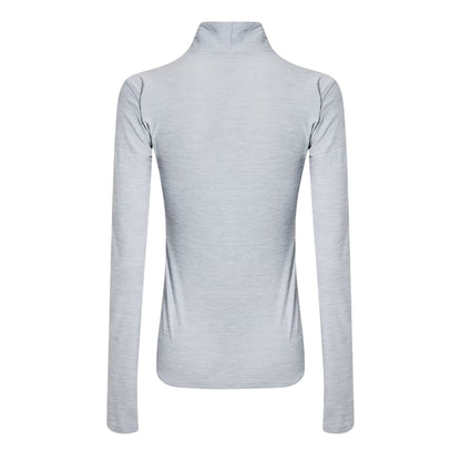 Grey - Back - New Balance Womens-Ladies Space Dye Quarter Zip Running Track Top