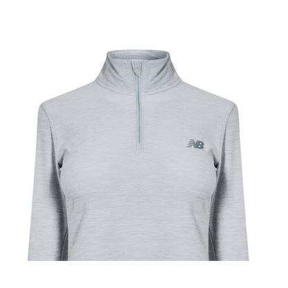 Grey - Side - New Balance Womens-Ladies Space Dye Quarter Zip Running Track Top
