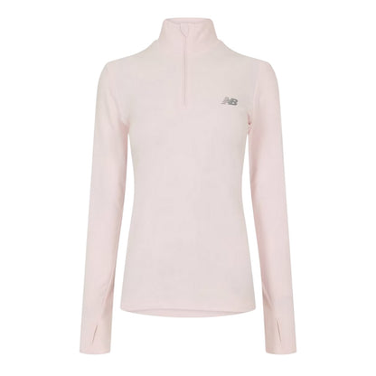 Pink Salt - Front - New Balance Womens-Ladies Space Dye Quarter Zip Running Track Top