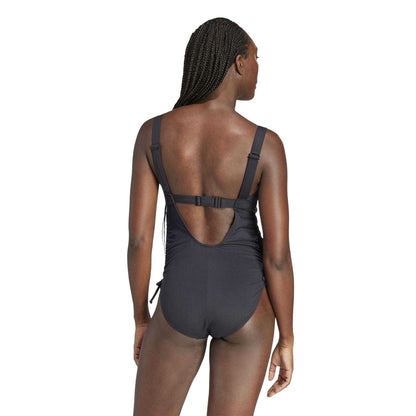 Black - Back - Adidas Womens-Ladies Ruched Side Maternity One Piece Swimsuit