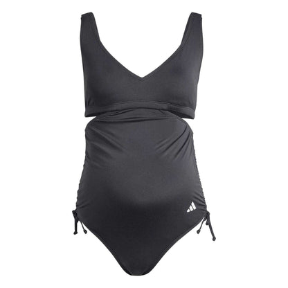 Black - Front - Adidas Womens-Ladies Ruched Side Maternity One Piece Swimsuit