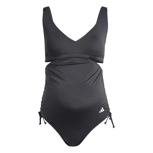 Black - Front - Adidas Womens-Ladies Ruched Side Maternity One Piece Swimsuit