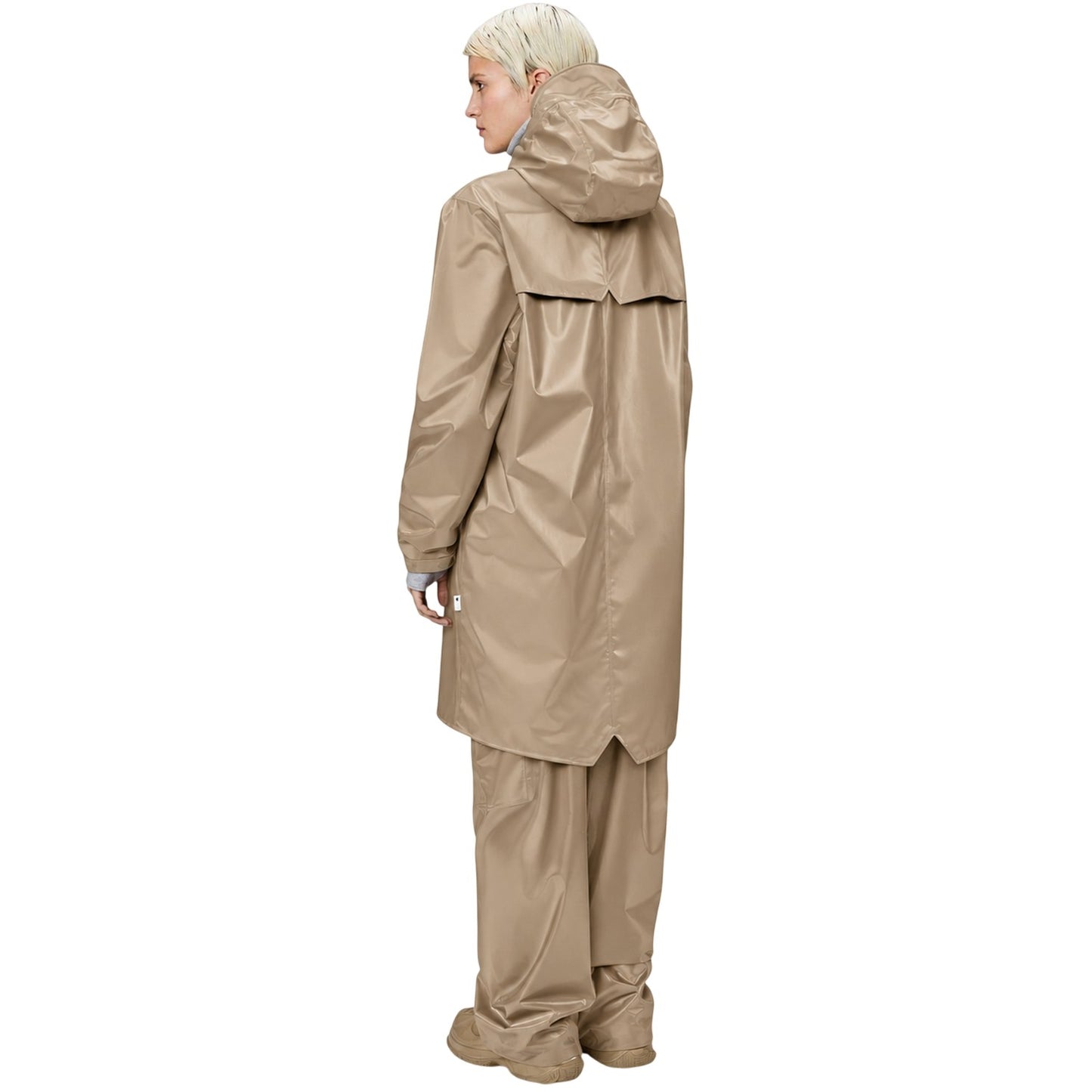 Beige - Back - Rains Unisex Adult Mid Length Raincoat
