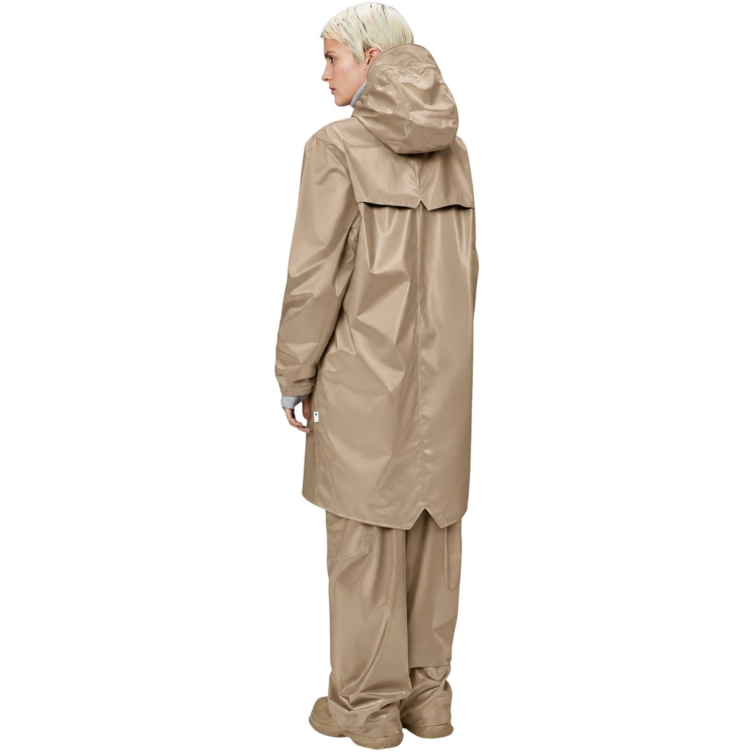 Beige - Back - Rains Unisex Adult Mid Length Raincoat