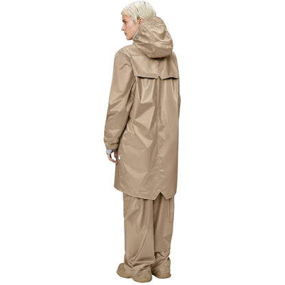 Beige - Back - Rains Unisex Adult Mid Length Raincoat
