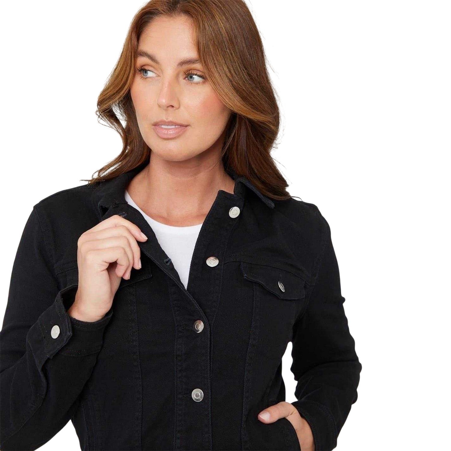 Black - Side - Be You Womens-Ladies Short Regular Denim Jacket
