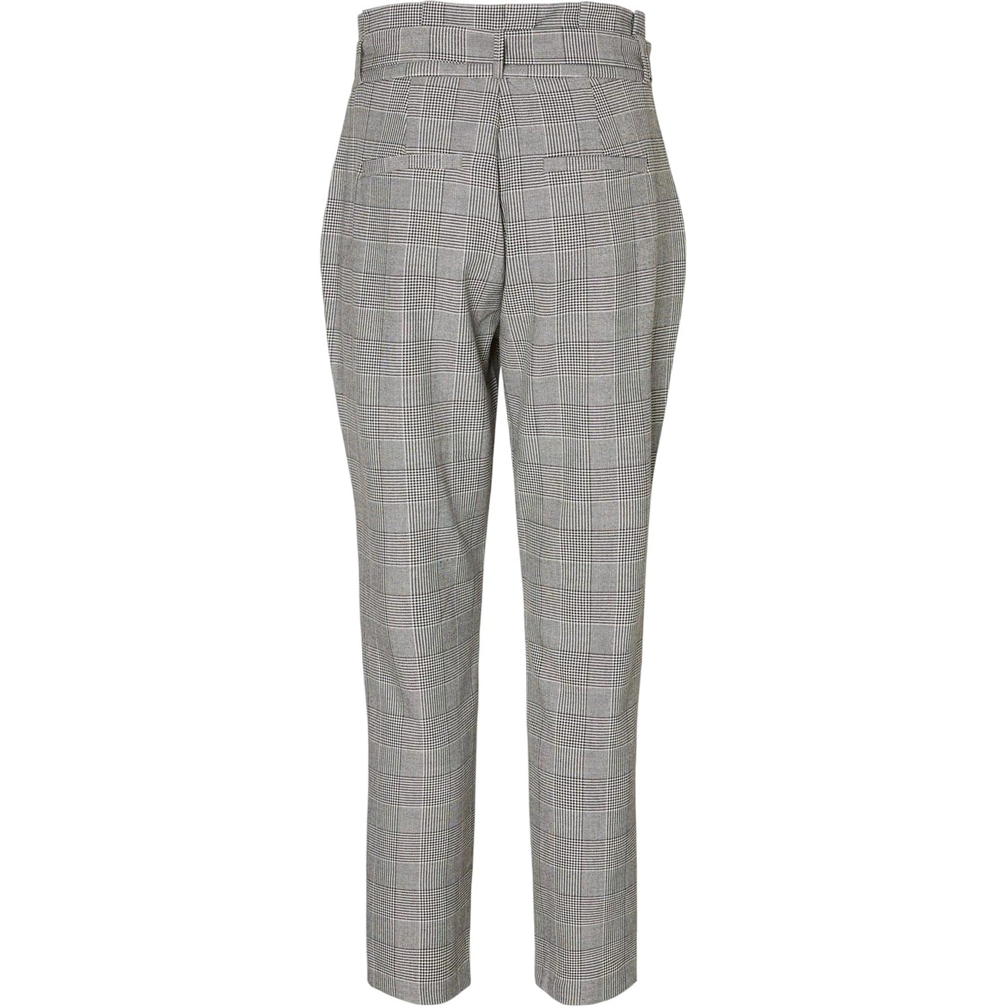 Grey - Back - Vero Moda Womens-Ladies Plaid Paperbag Petite Trousers