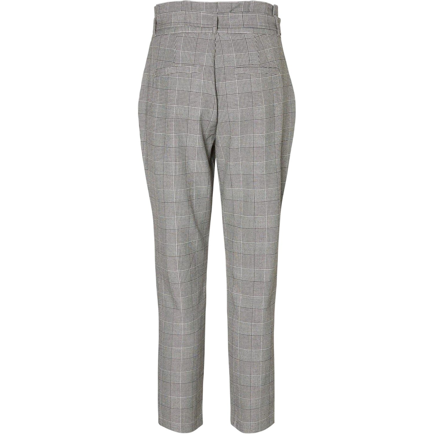 Grey - Back - Vero Moda Womens-Ladies Plaid Paperbag Petite Trousers