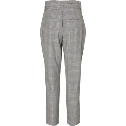 Grey - Back - Vero Moda Womens-Ladies Plaid Paperbag Petite Trousers