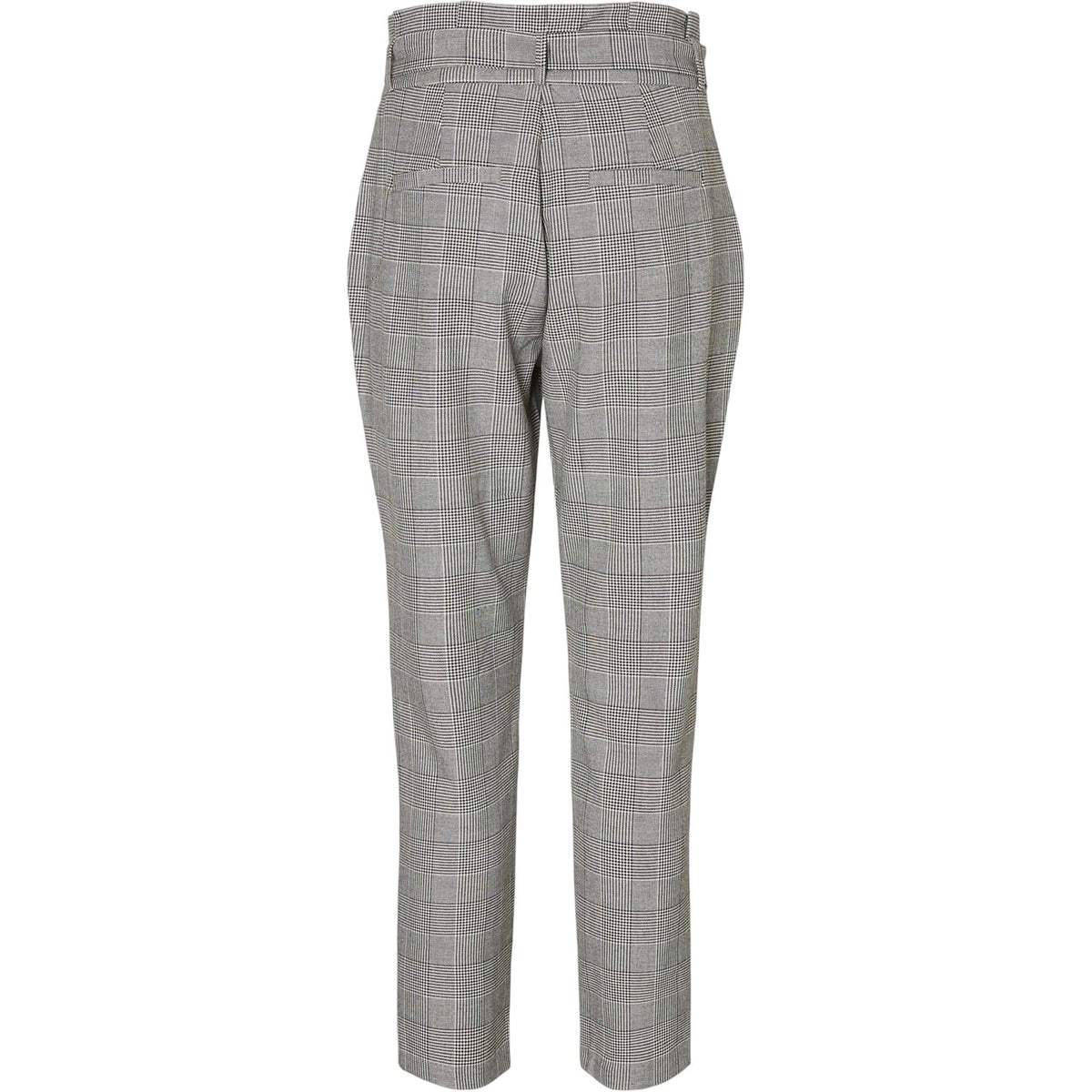 Grey - Back - Vero Moda Womens-Ladies Plaid Paperbag Petite Trousers