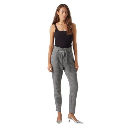 Grey - Lifestyle - Vero Moda Womens-Ladies Plaid Paperbag Petite Trousers