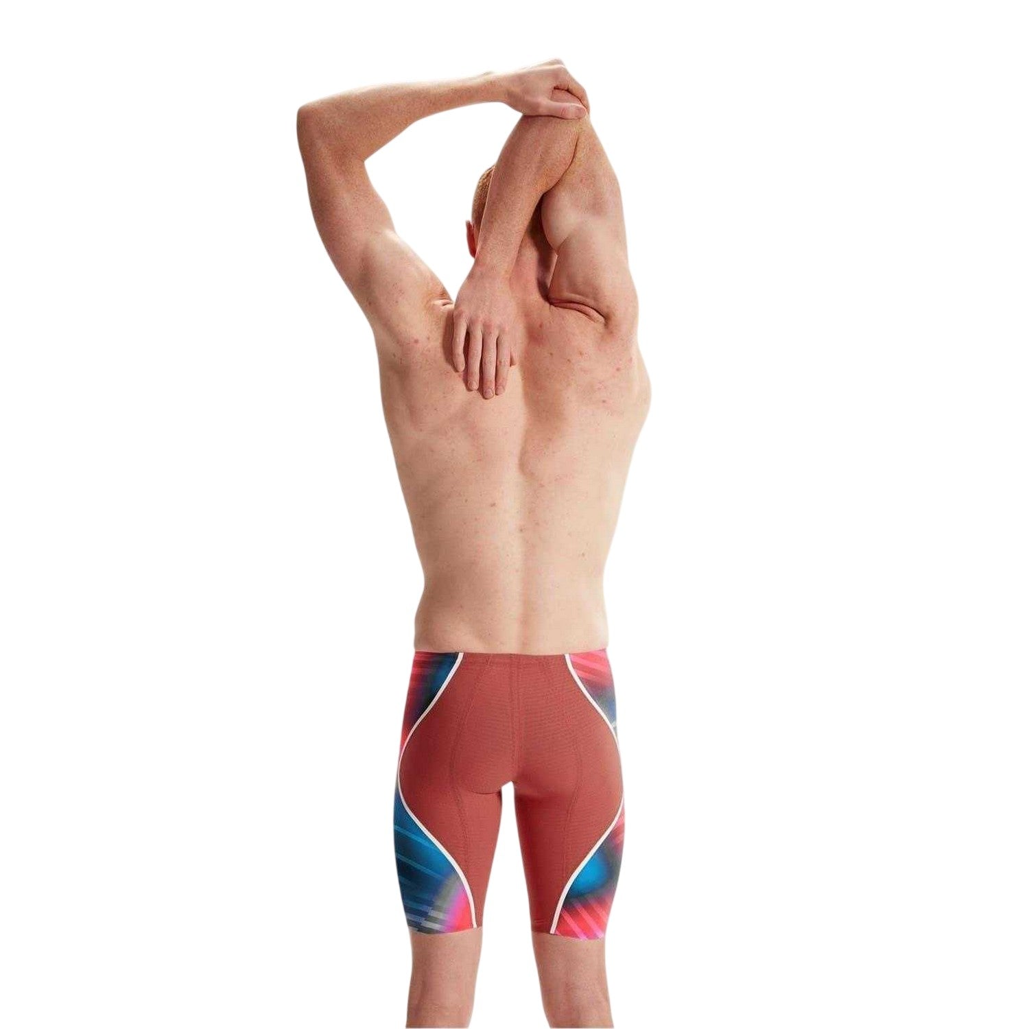 Red-Blue - Back - Speedo Mens Colour Block Jammer Shorts