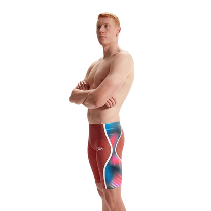 Red-Blue - Side - Speedo Mens Colour Block Jammer Shorts