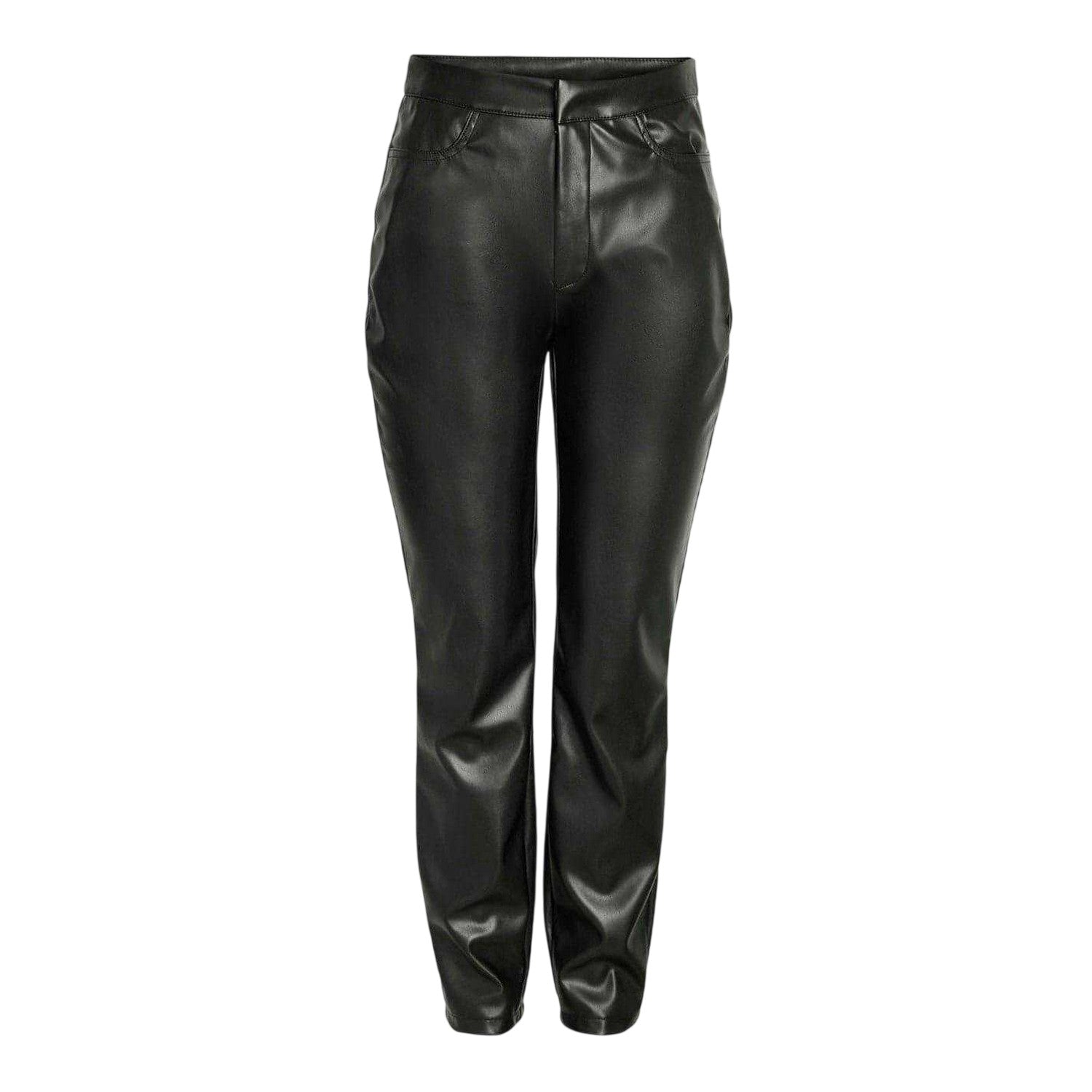 Black - Front - Noisy May Womens-Ladies Faux Leather Chinos