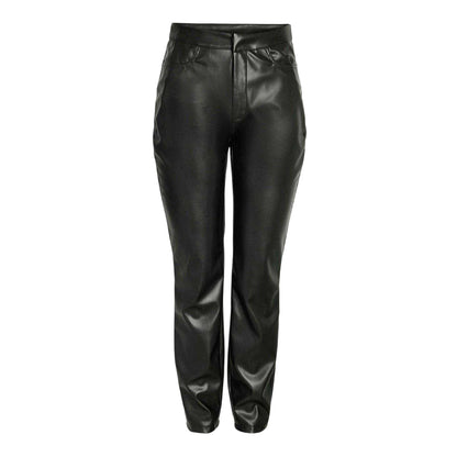 Black - Front - Noisy May Womens-Ladies Faux Leather Chinos
