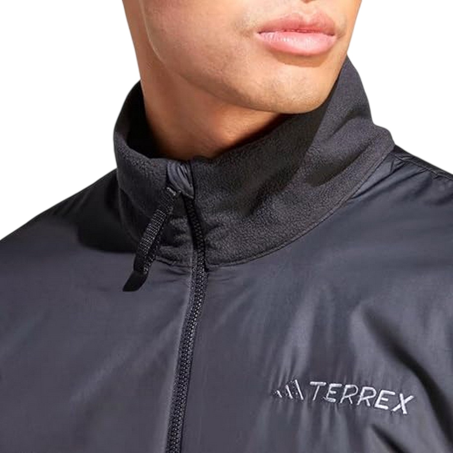 Black - Side - Adidas Mens Terrex Wind Resistant Running Fleece Jacket