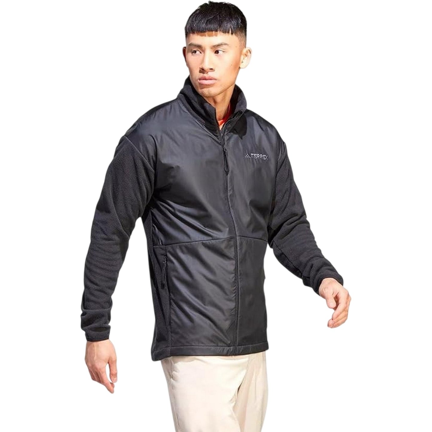 Black - Lifestyle - Adidas Mens Terrex Wind Resistant Running Fleece Jacket