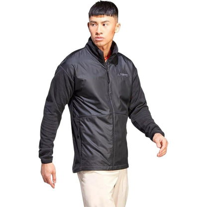 Black - Lifestyle - Adidas Mens Terrex Wind Resistant Running Fleece Jacket