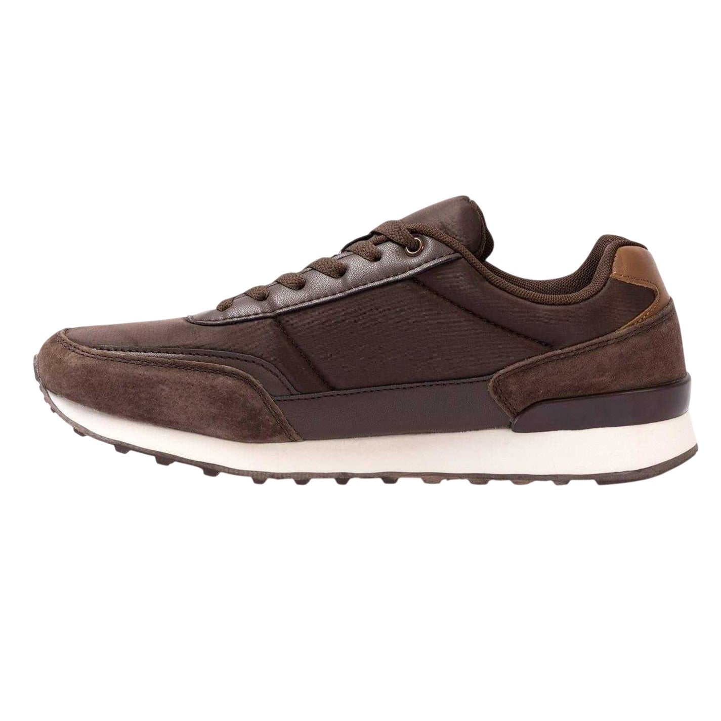 Dark Brown - Back - Kappa Mens Suede Flat Trainers
