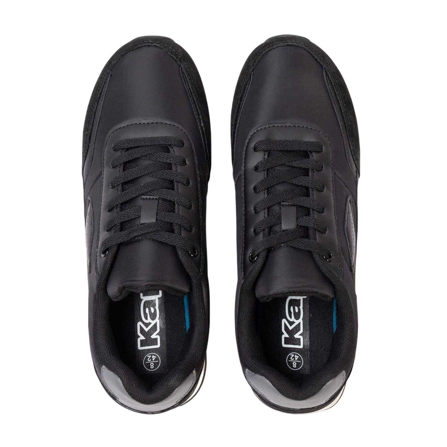Black - Side - Kappa Mens Suede Flat Trainers