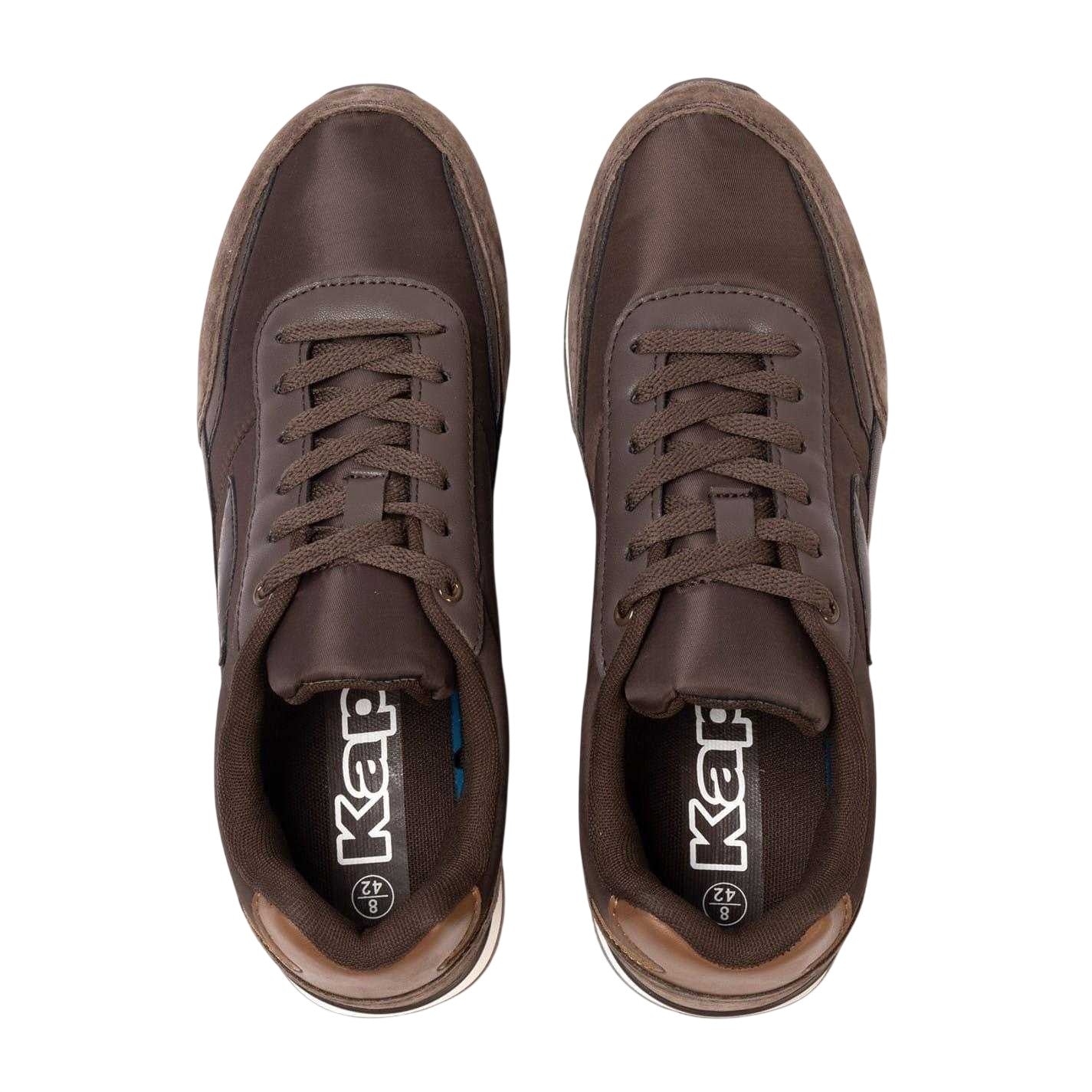 Dark Brown - Side - Kappa Mens Suede Flat Trainers
