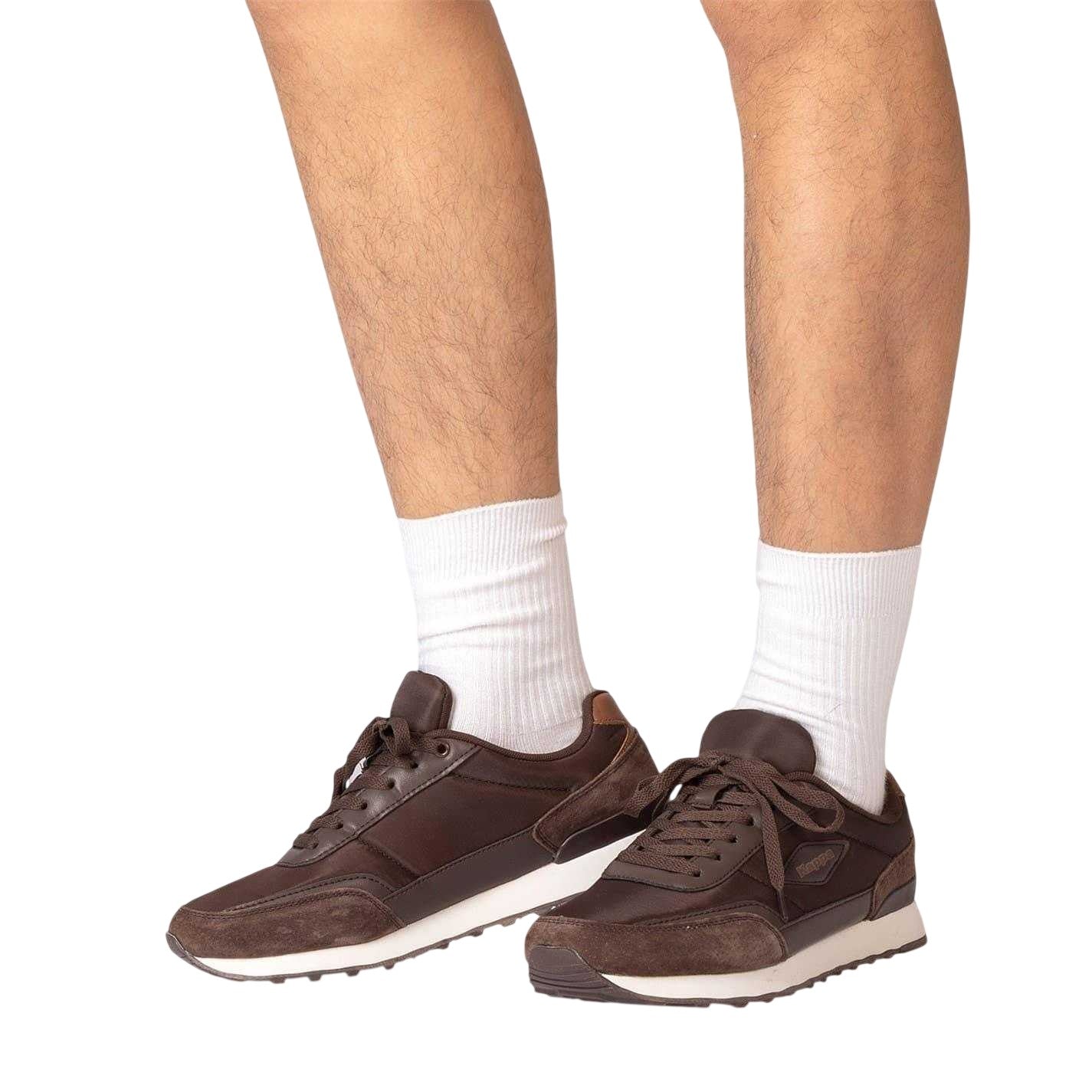 Dark Brown - Lifestyle - Kappa Mens Suede Flat Trainers