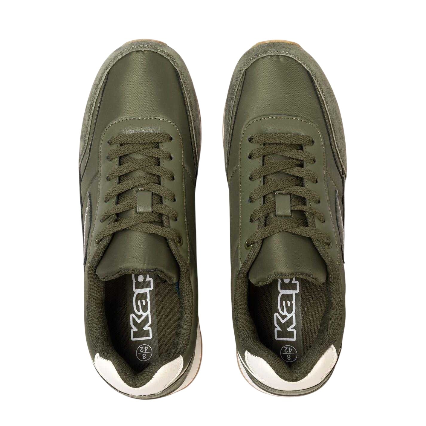 Army Green - Side - Kappa Mens Suede Flat Trainers