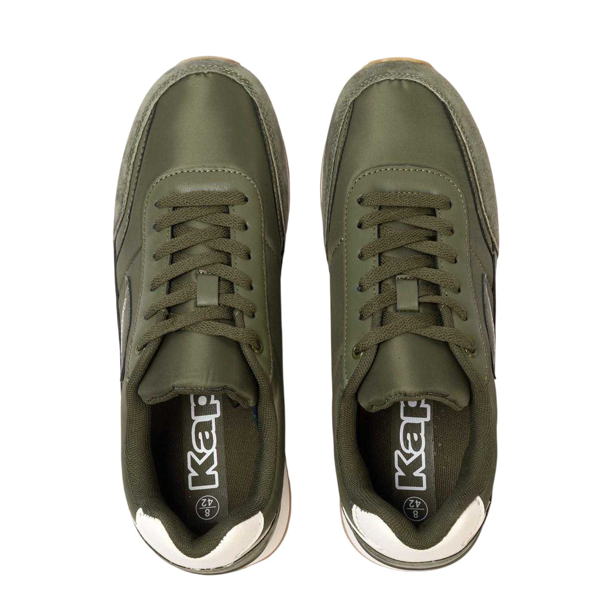 Army Green - Side - Kappa Mens Suede Flat Trainers