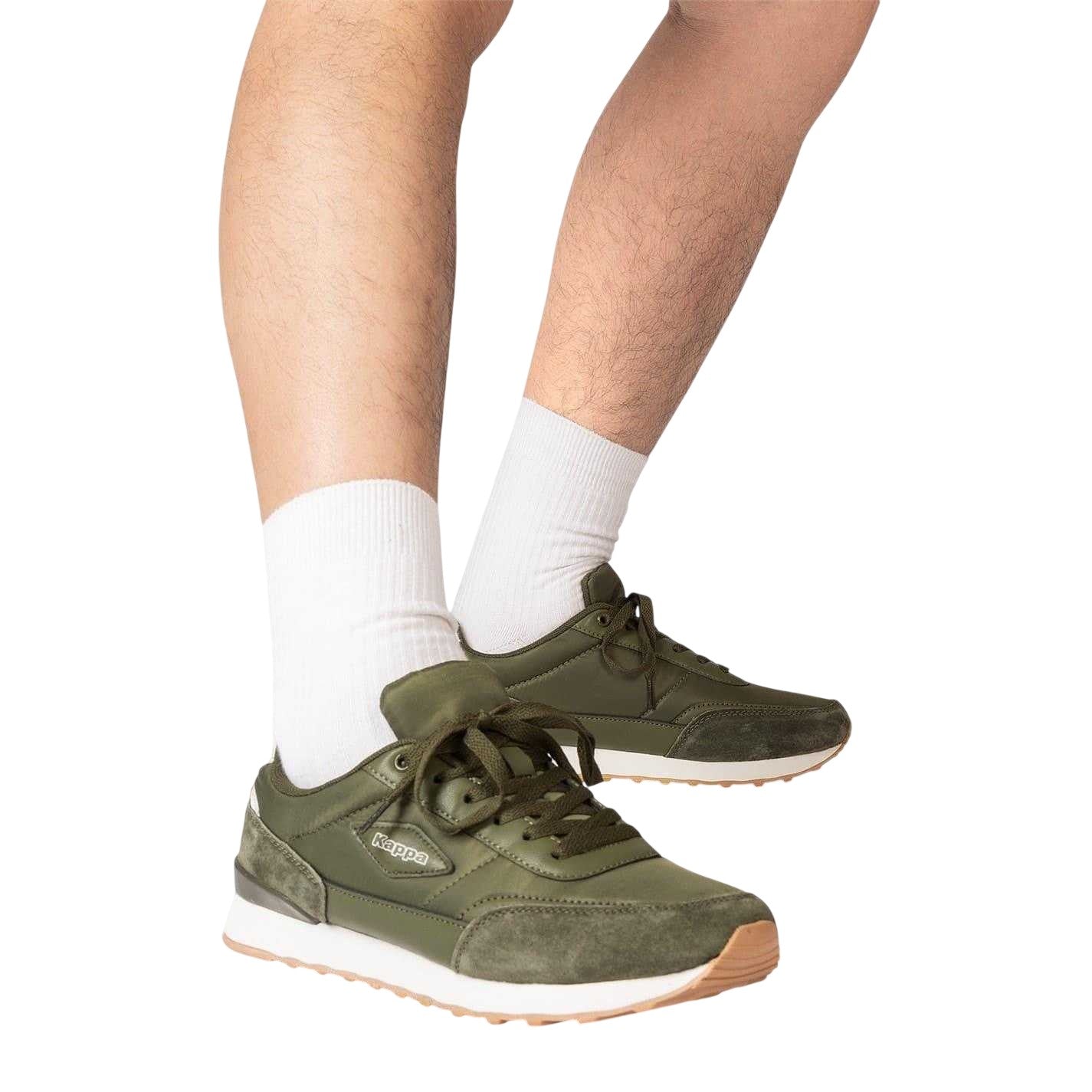 Army Green - Lifestyle - Kappa Mens Suede Flat Trainers