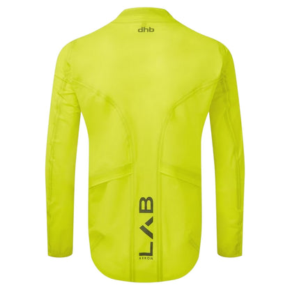 Yellow - Back - dhb Mens Aeron Water Repellent Lightweight Cycling Jacket