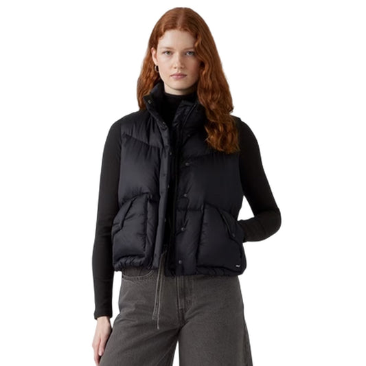 Black - Front - Levis Womens-Ladies Western Bubble Gilet