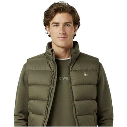 Dark Khaki - Side - Jack Wills Mens Kershaw Lightweight Puffer Gilet