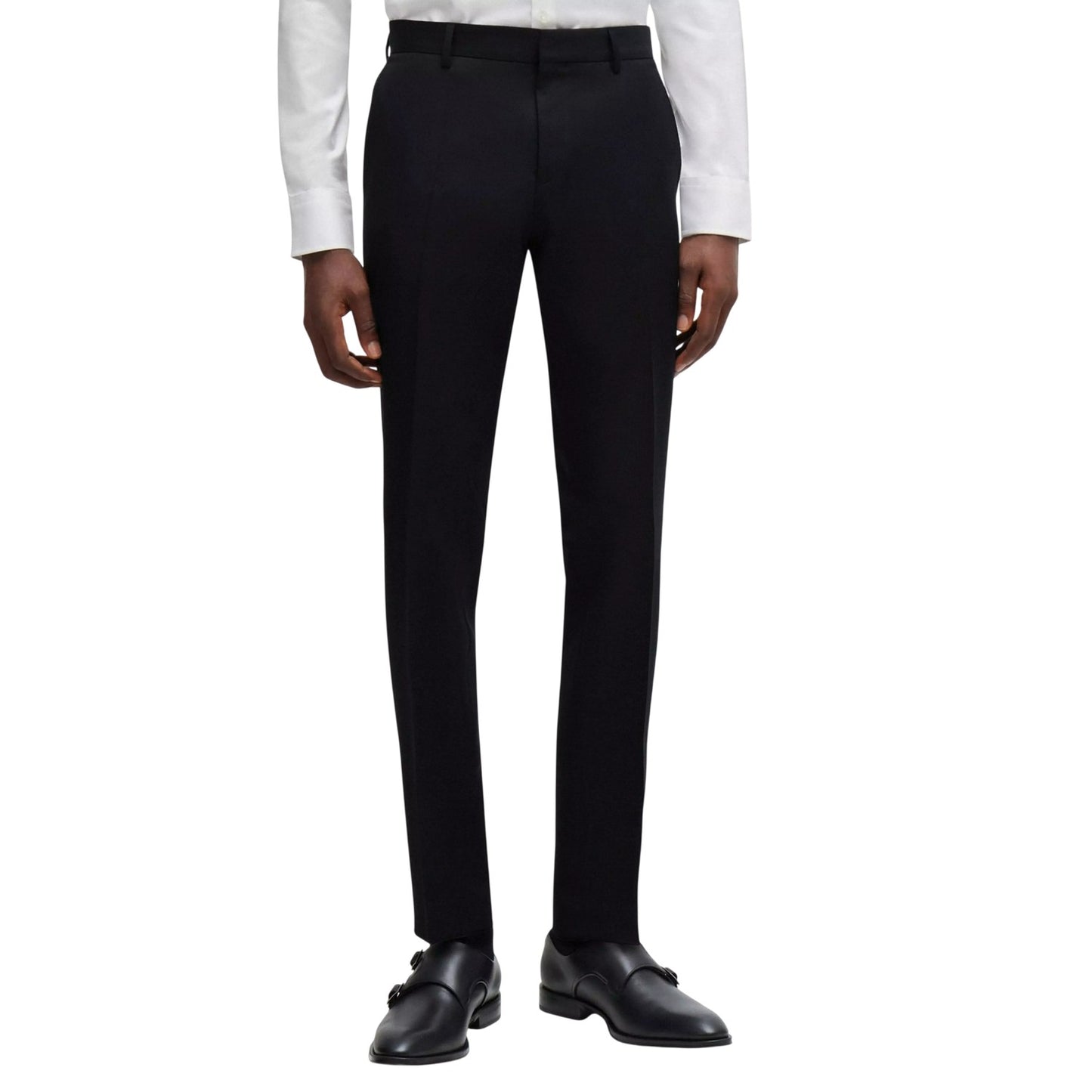 Black - Side - Boss Mens Virgin Wool Trousers