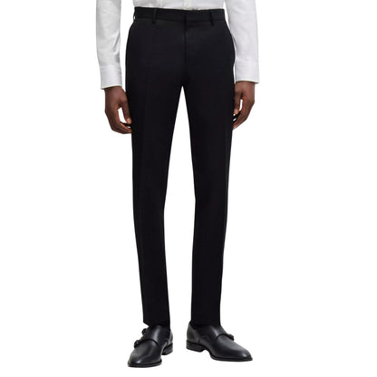 Black - Side - Boss Mens Virgin Wool Trousers