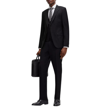 Black - Pack Shot - Boss Mens Virgin Wool Trousers