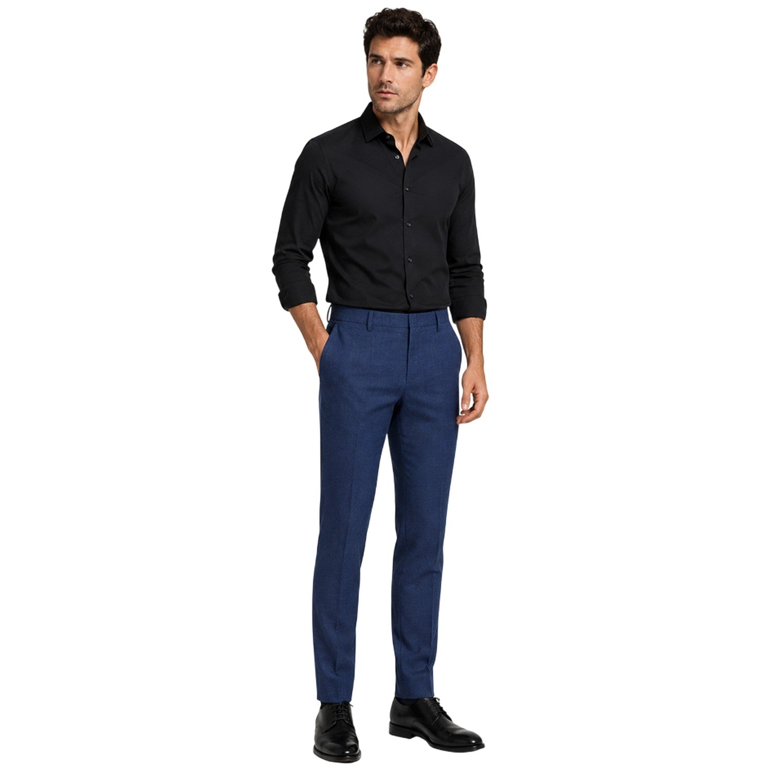 Dark Blue - Side - Hugo Mens Getlin212X Slim Trousers