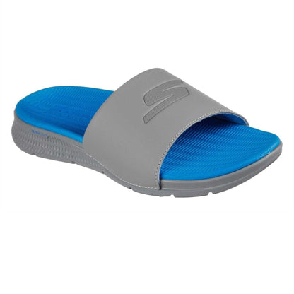 Charcoal-Blue - Pack Shot - Skechers Mens Flat Sandals