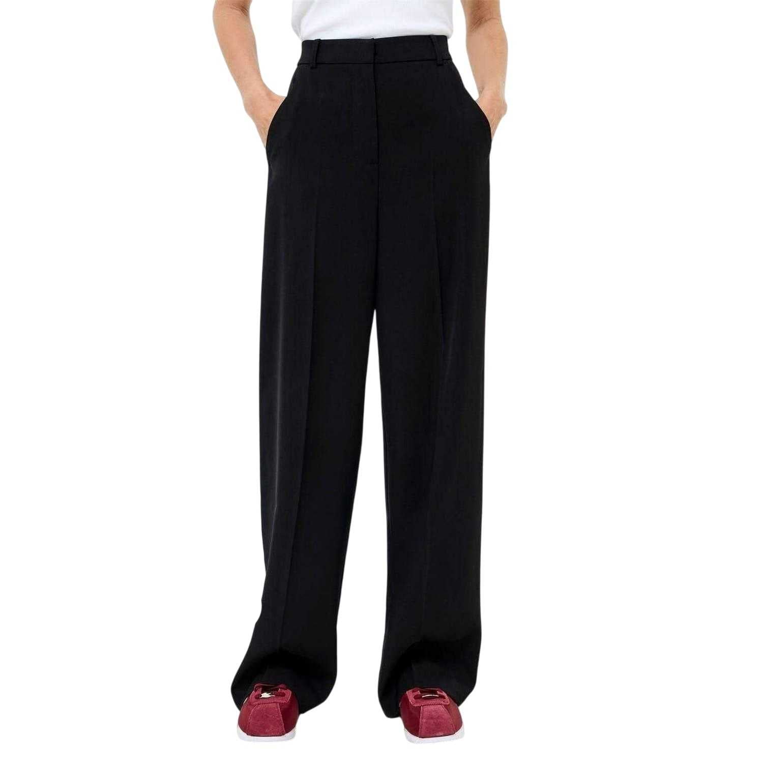 Black-Cream - Back - French Connection Womens-Ladies Bella Side Stripe Wide Leg Trousers