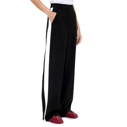 Black-Cream - Side - French Connection Womens-Ladies Bella Side Stripe Wide Leg Trousers