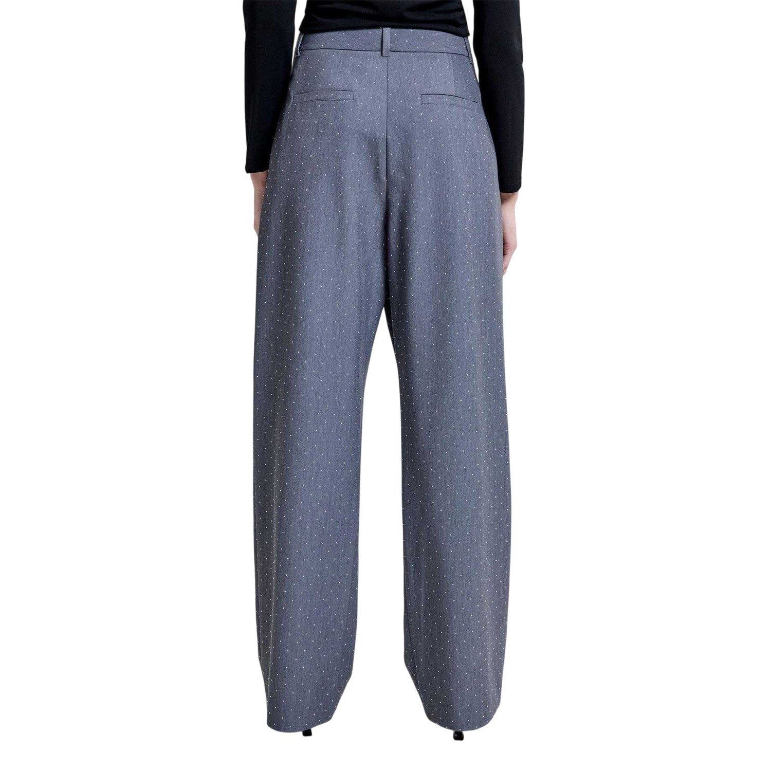 Grey - Back - French Connection Womens-Ladies Sherry Polka Dot Relaxed Fit Trousers