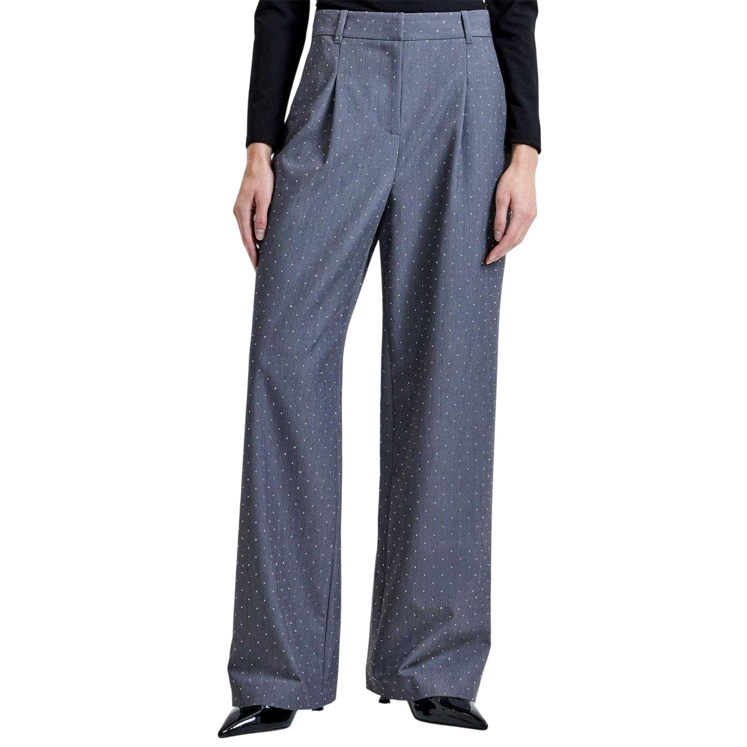 Grey - Side - French Connection Womens-Ladies Sherry Polka Dot Relaxed Fit Trousers