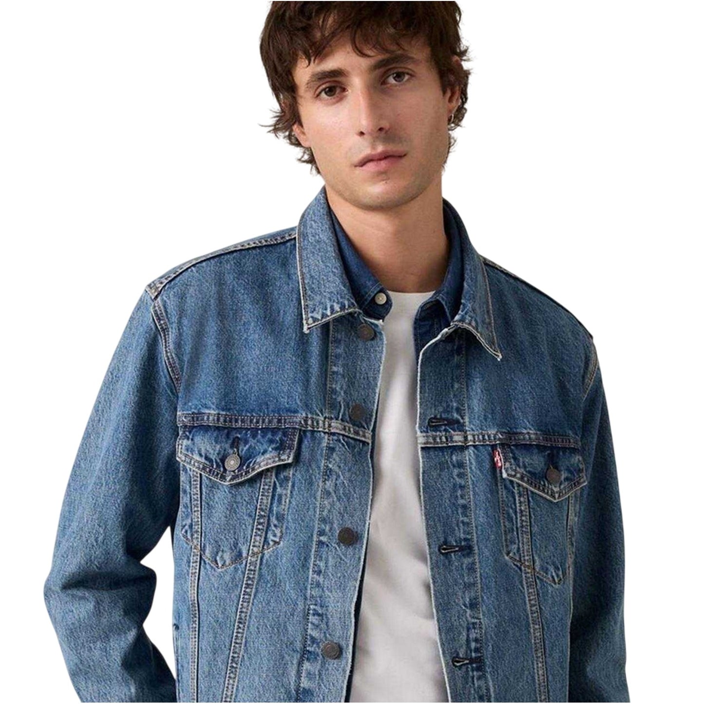 Washed Blue - Side - Levis Mens Cotton Denim Long-Sleeved Trucker Jacket