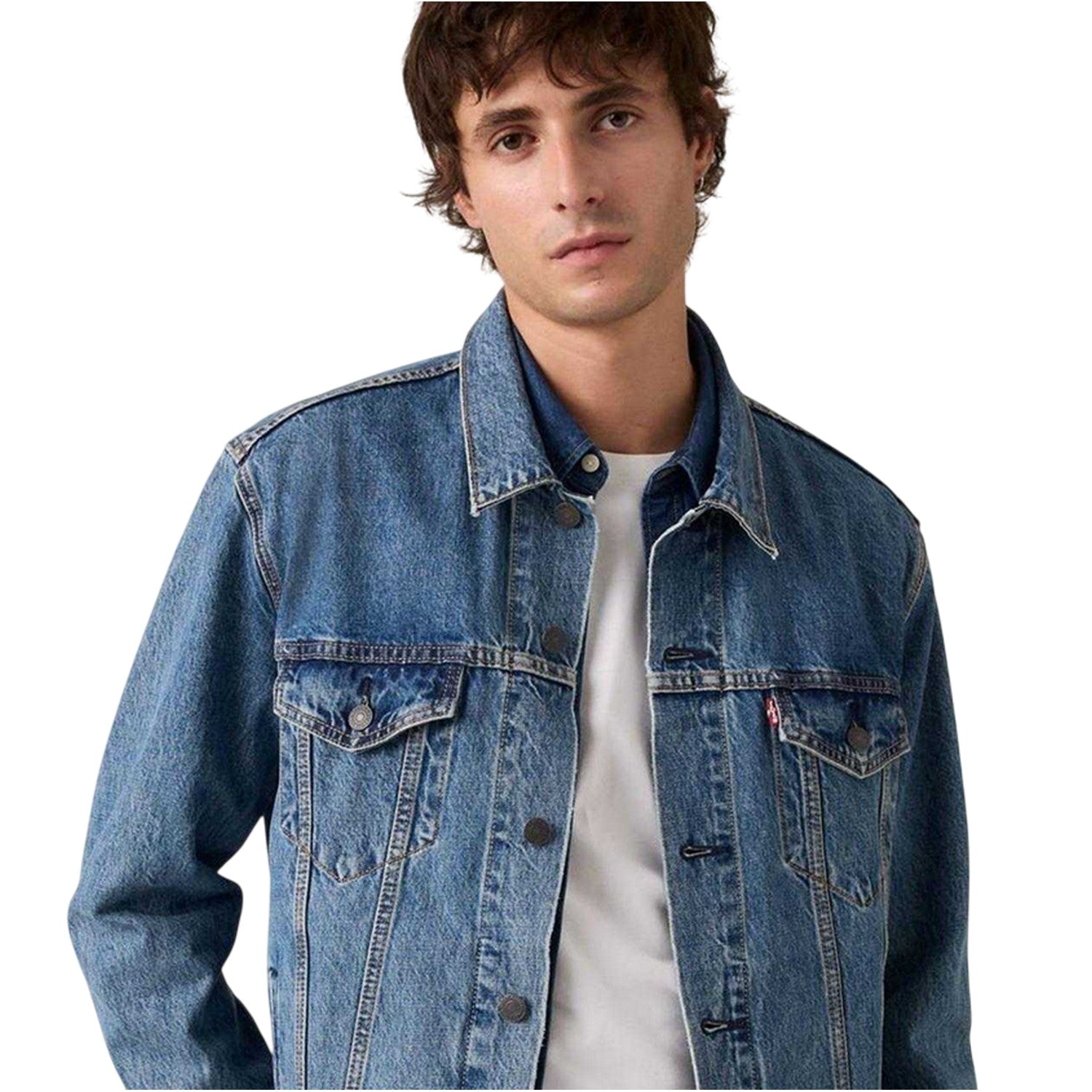 Washed Blue - Side - Levis Mens Cotton Denim Long-Sleeved Trucker Jacket