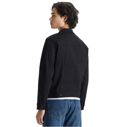 Black - Back - Levis Mens Cotton Denim Long-Sleeved Trucker Jacket