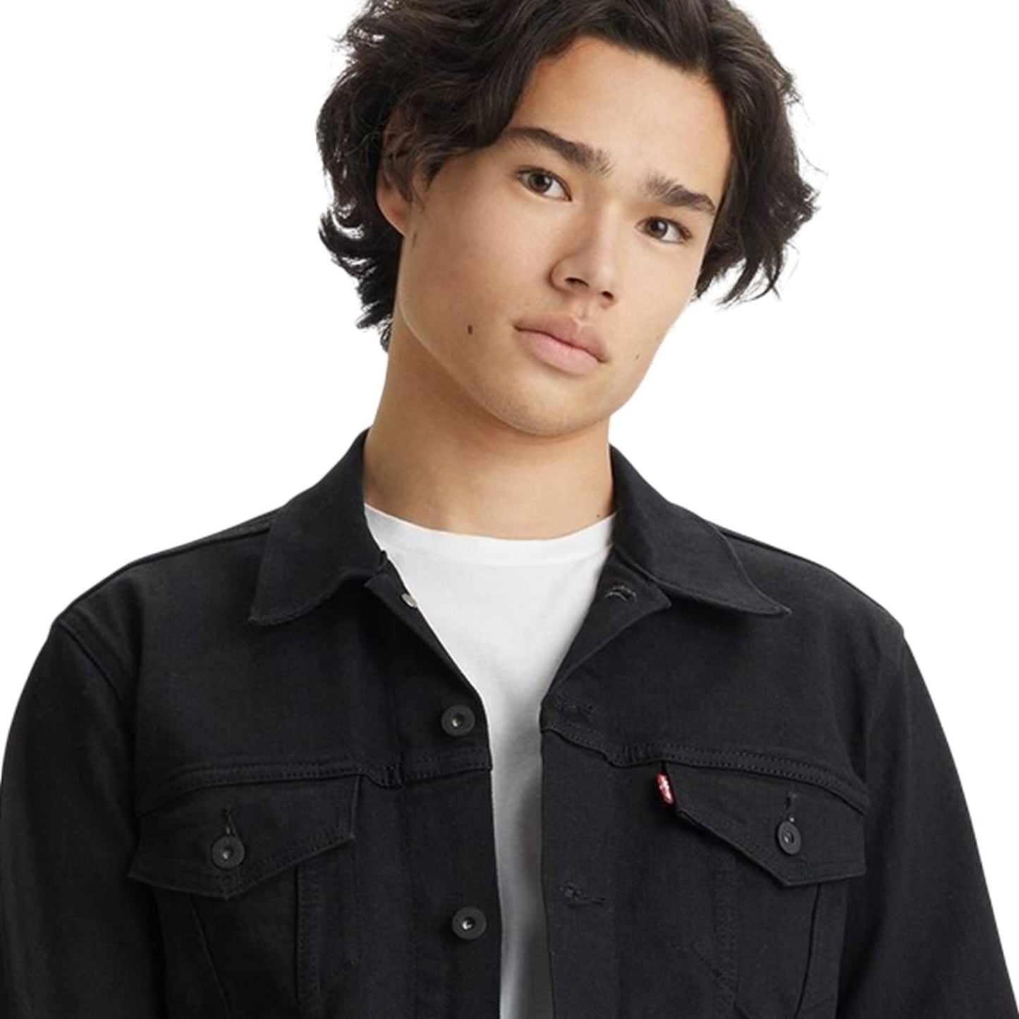 Black - Side - Levis Mens Cotton Denim Long-Sleeved Trucker Jacket