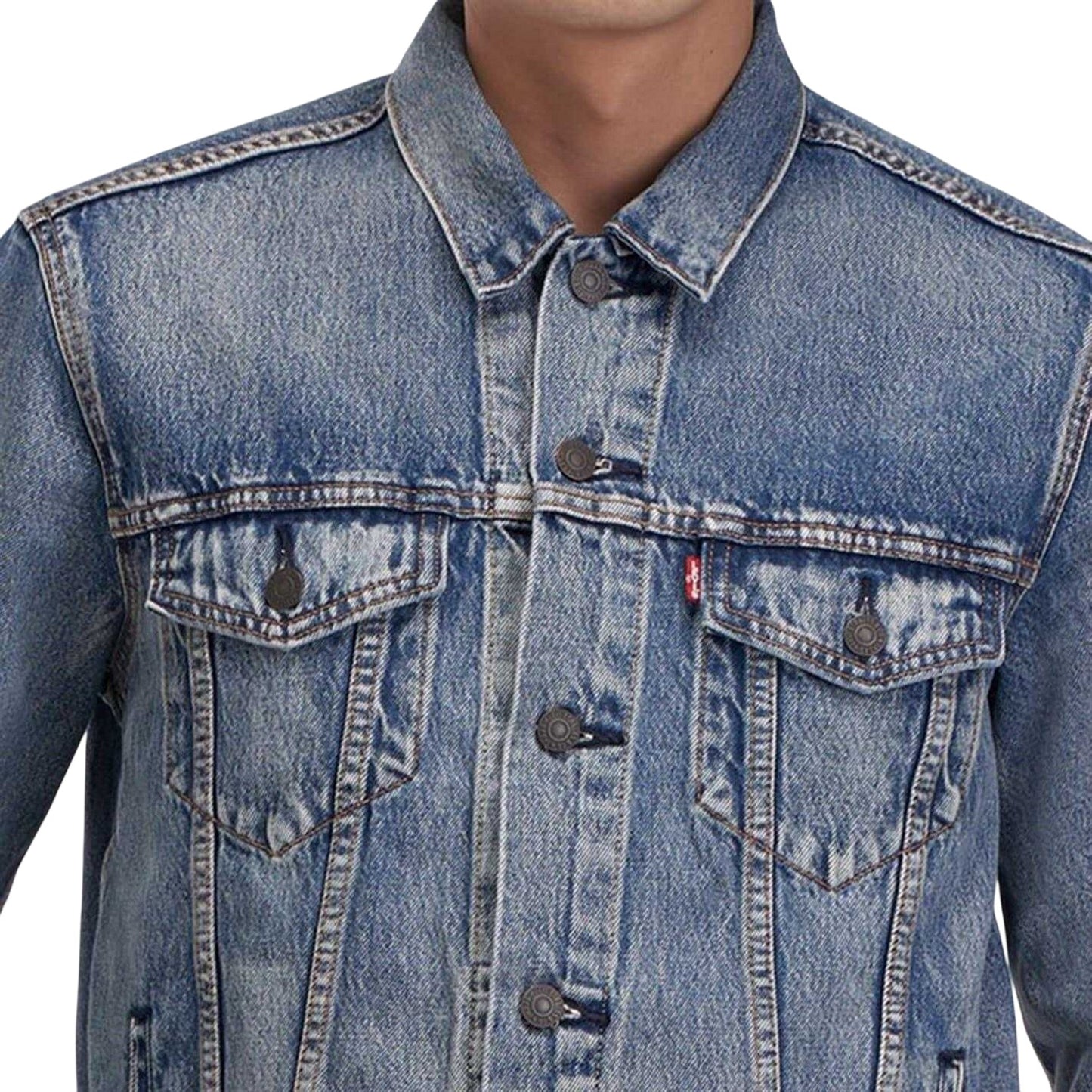 Sky Blue - Side - Levis Mens Cotton Denim Long-Sleeved Trucker Jacket