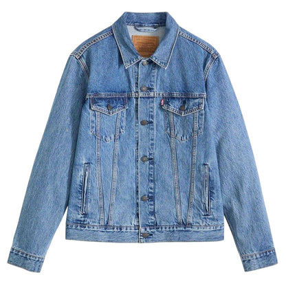 Washed Blue - Front - Levis Mens Cotton Denim Long-Sleeved Trucker Jacket